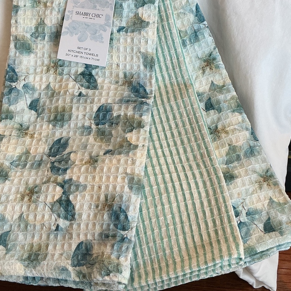 Shabby Chic Floral Kitchen Towels - Set of 3
